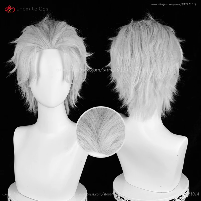 

Парик для косплея аниме хаджим умемия, серебристо-серый, 30 см, Короткие парики, термостойкие синтетические волосы, Хэллоуин, унисекс парик + шапочка для парика