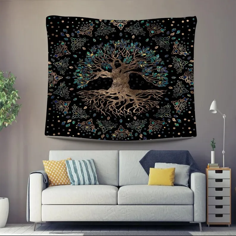 

Sun and Moon Tapestry Aesthetic, Tapestry Wall Hanging Vintage, Room , Wall Art ation, Green Tree Wall Art, Home ation Gift