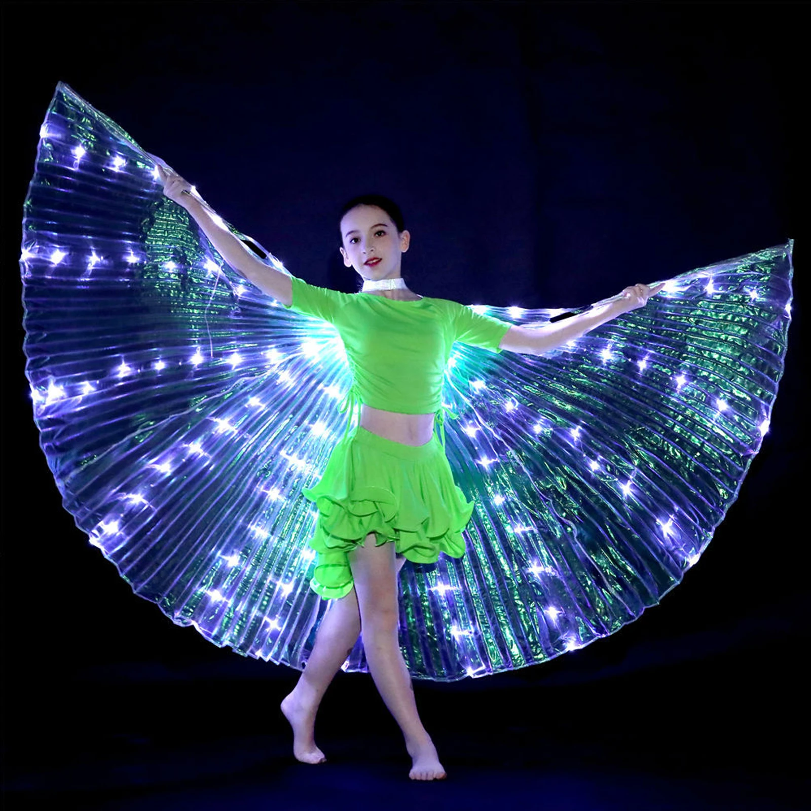 LED Isis Wings Belly Dance Wings Colorful LED Butterfly Wings Glowing Light Up Costume Performance Clothing For Carnival Stage