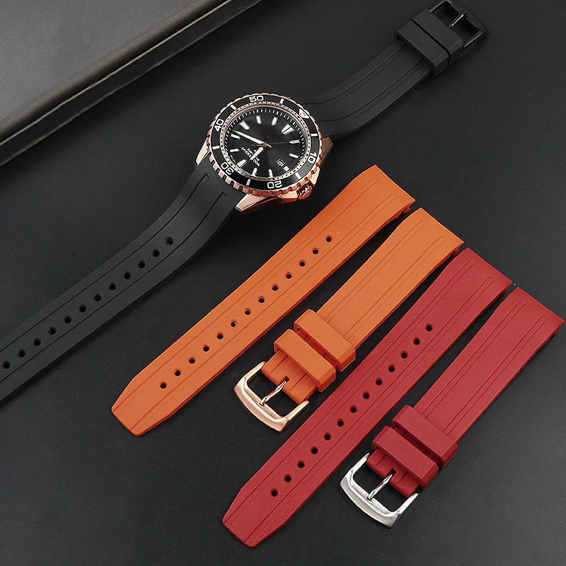 Rubber Curved End Watch Band Strap for Citizen Light Kinetic Energy BN0190 BN0193 BN0191-80LBN-17E Men's 22mm Silicone Watchband