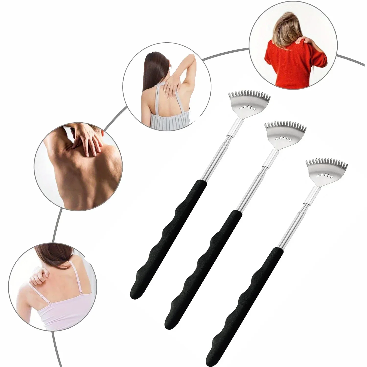 Upgraded Extendable Back Scratcher 15 Rakes Stainless Steel Portable Telescopic Back Scratcher Massage Tools Gifts for Men Women