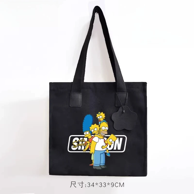 Neue The Simpsons Homer Marge Bart Lisa Cartoon-Anime-Merchandise-Leinentasche, kreative ACG-Studententasche, Schultertasche, Urlaubsgeschenk – Detail 4