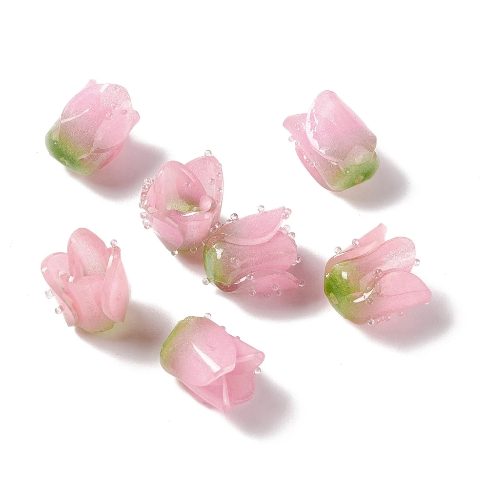 

10pcs Tulip Flower Beads Opaque Acrylic Flower Beads for DIY Jewelry Making bracelet earring crafts decor,15x13x10mm, Hole:0.6mm