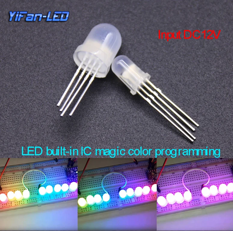 SK6812 WS2812B YF912IC Bulit in F5 RGB Addressable  Full Color LED Chip Pixels Light Bead DC12V 50whighpower ceiling led module projection light dc12v 34v outdoor cob integrated light bead chip spotlight bulb garage lighting