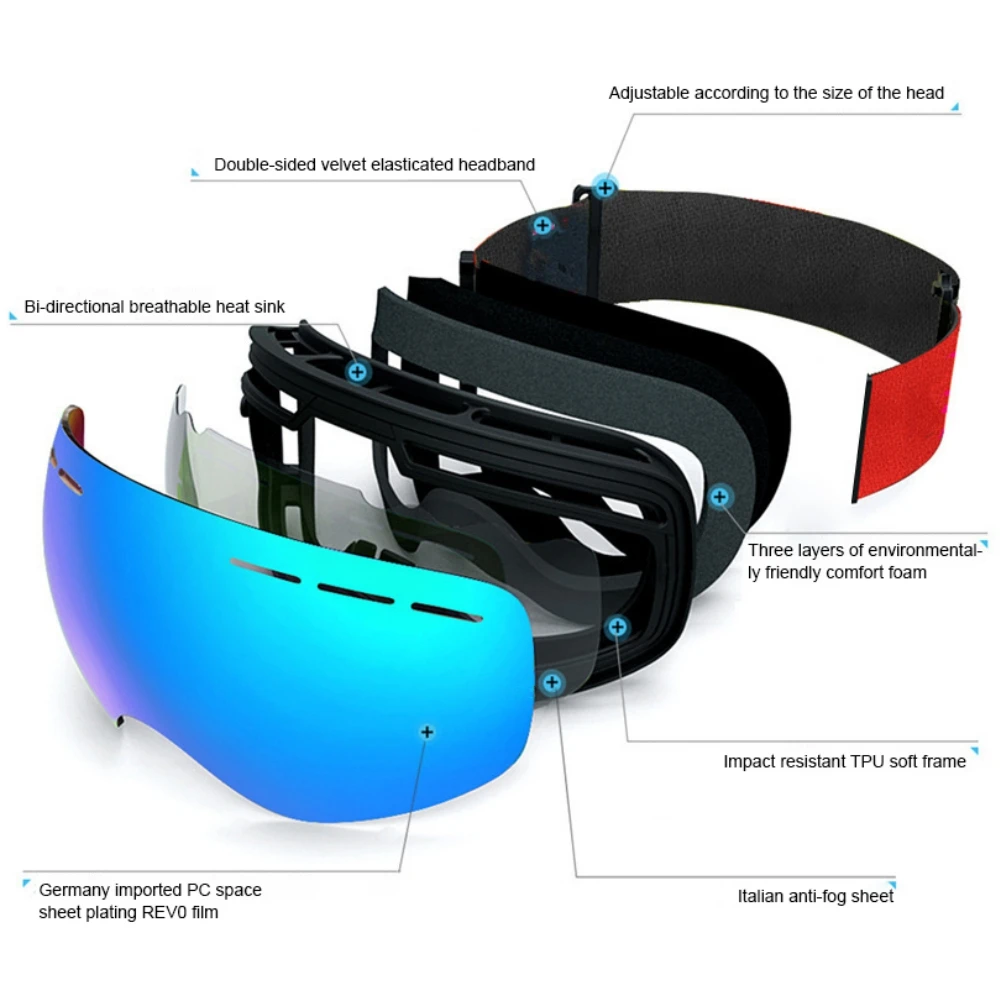 Skiing Goggles Coca Myopia Glasses Very Fashionable Adult Ski Eyewear HX06 Double Large Spherical Glasses Layer Anti-fog 4