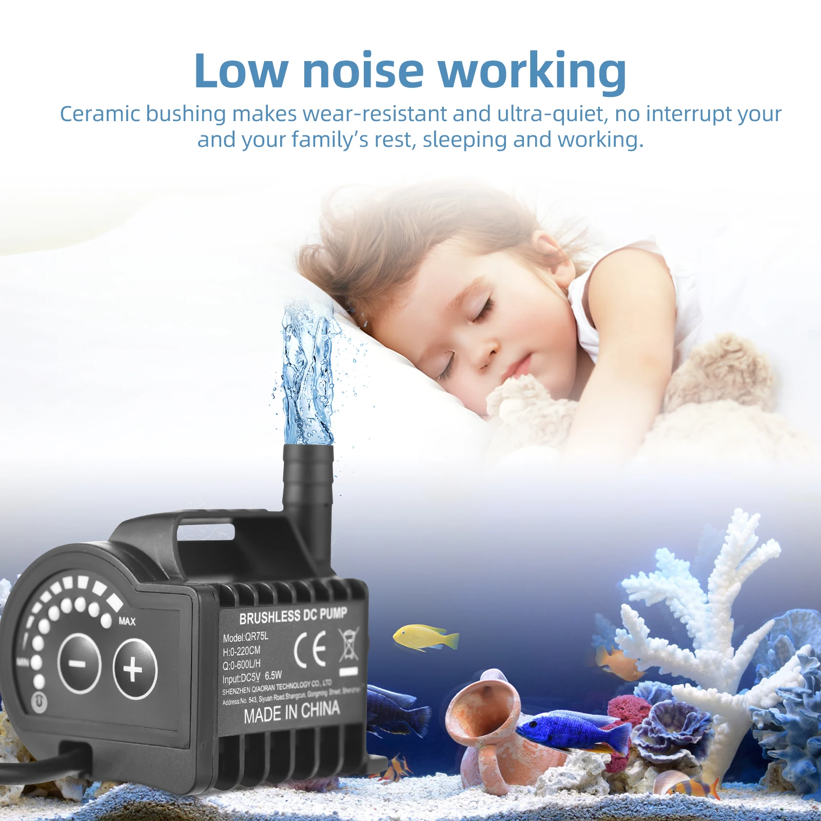 Submersible Water Pump Portable USB 8 Levels Adjustable 0-400L/H 0-600L/H Small Fountain Pump with 0-9.8ft Lift 7.2ft Lift 6.5ft water pump aquarium water pump fish tank pump