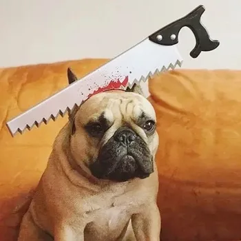 New Dog/Cat/Pet Halloween Funny Scary Toys Halloween Perform Props Plastic Ax Saw Nail Knife Headwear Party Favors 2