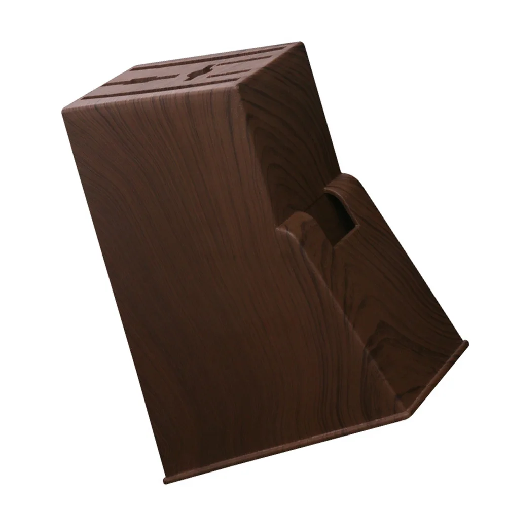 Knife Holder Kitchen Desktop Storage Rack Imitation Wood Grain Shelves Plastic