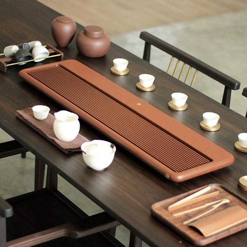 

Serving Table Tea Trays Luxury Kung Fu Chinese Tea Trays Wooden Drainage Vintage Square Tee Tablett Office Accessories WK50TT