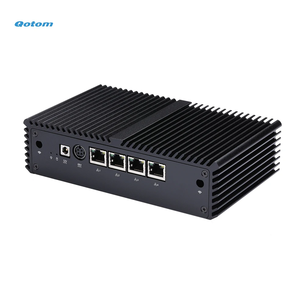 Qotom 4 LAN Mini PC POE Gateway Firewall Router Apollo Lake Celeron J3455 Quad Core AES-NI