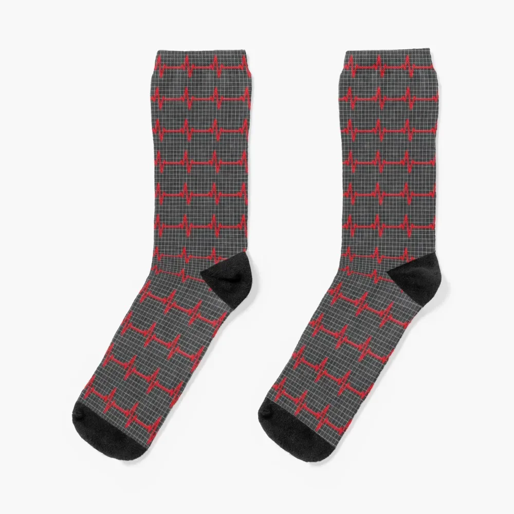 Heartbeat - Red on Gray Socks set designer funny gift Socks Girl Men's