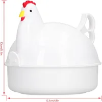 Cuiseur à œufs micro-ondes en forme de poulet, peut cuire 4 œufs, coque en plastique dur, matériau en alliage d'aluminium, peut cuire des œufs doux ou ferme. 6