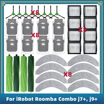 아이로봇 룸바 콤보 j7 +, j9 + 교체 예비 부품 액세서리, 메인 사이드 브러시 헤파 필터 걸레 천 먼지 봉투 호환