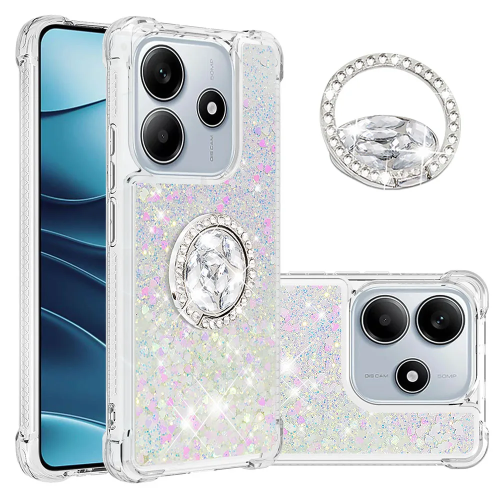 Gradient Glitter Quicksand Case with Anti-Fall Ring Holder Stand