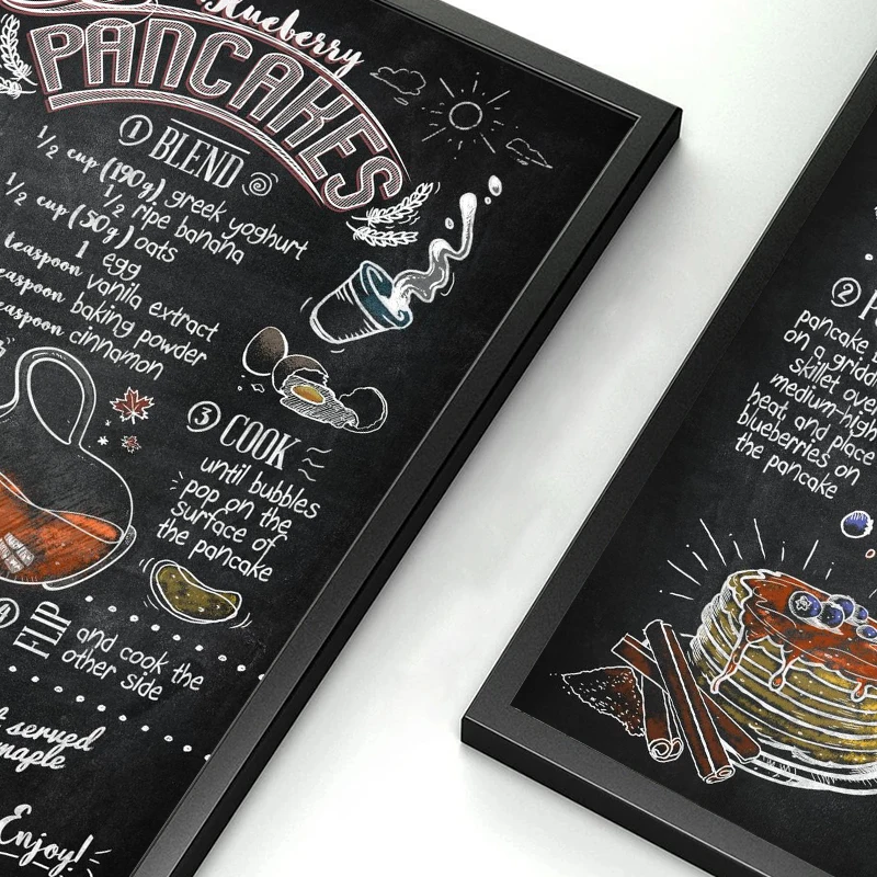 Classic Foodie Cuisine Blackboard Artwork Poster Canvas Printing Fast Food Hamburger Hotdog Wall Decor Kitchen Restaurant Decor