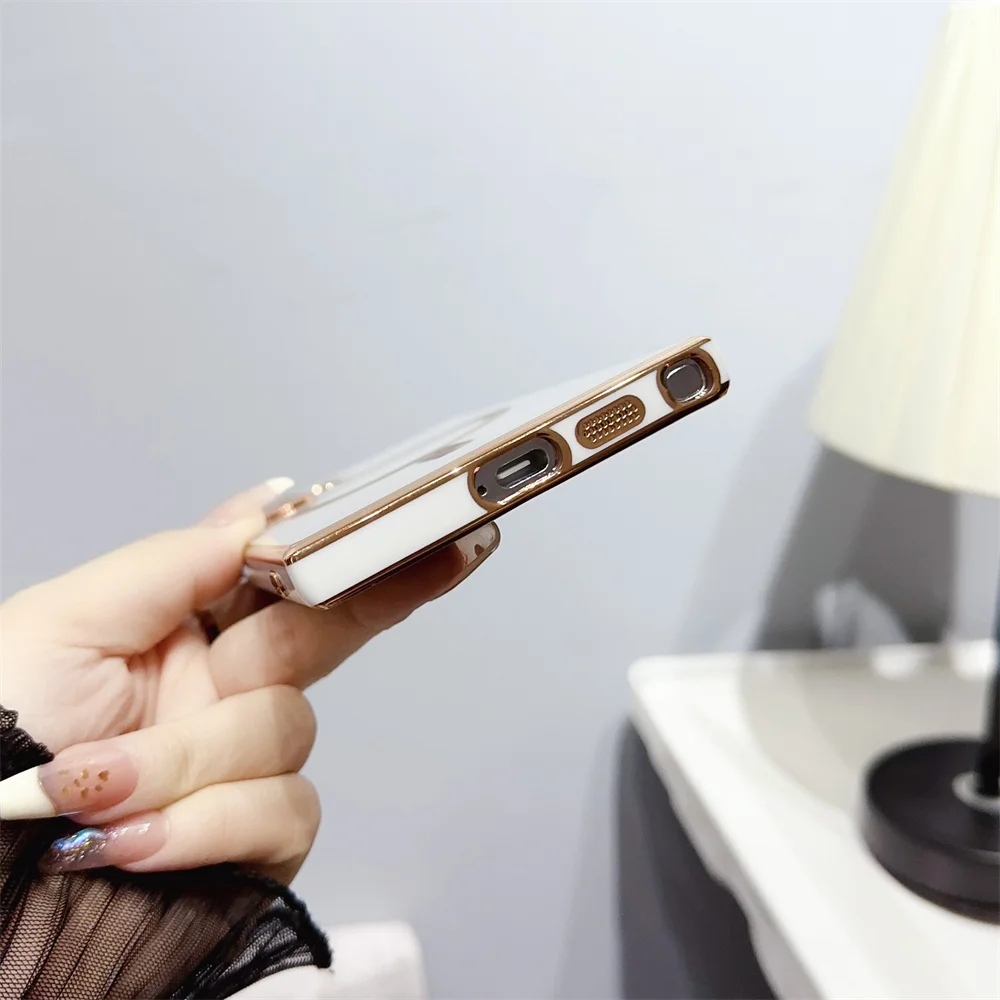 Luxury Magnetic Silicone Case with 6D Plating and Wireless Charging Compatibility