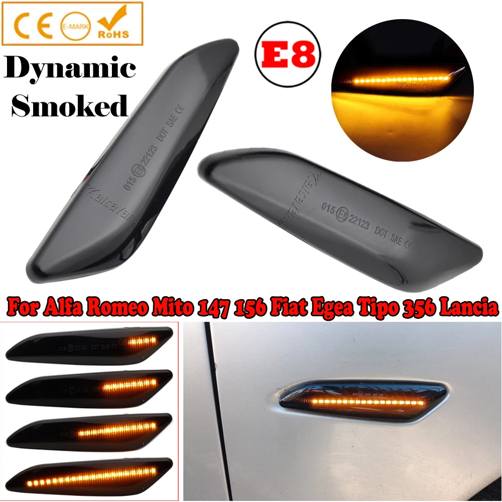 2Pieces Dynamic LED Side Marker Light Turn Signal Blinker Indicator ...