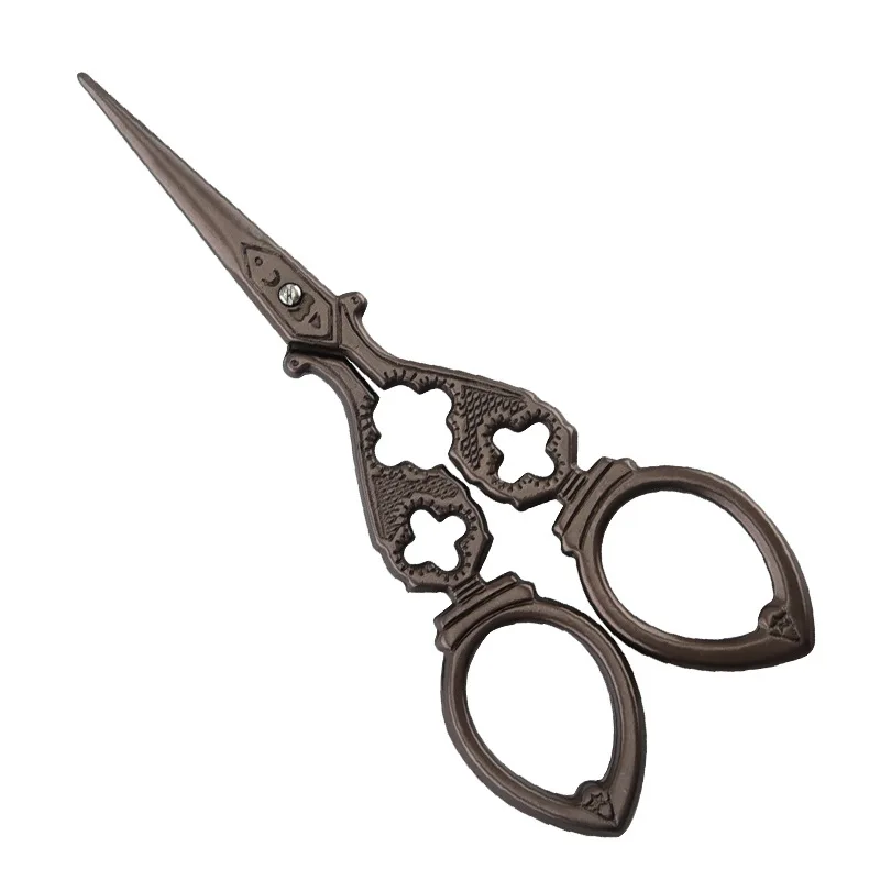 1PCS Vintage Cloth Paper Tailor Shears Household Stainless Steel Antique EDC Utility Scissors Golden Bronze Clothing Accessories 5