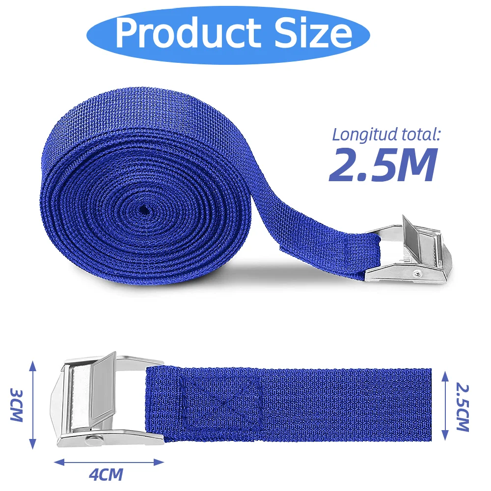 10-Pack Durable Adjustable Lashing Straps with Antirust Alloy Buckles