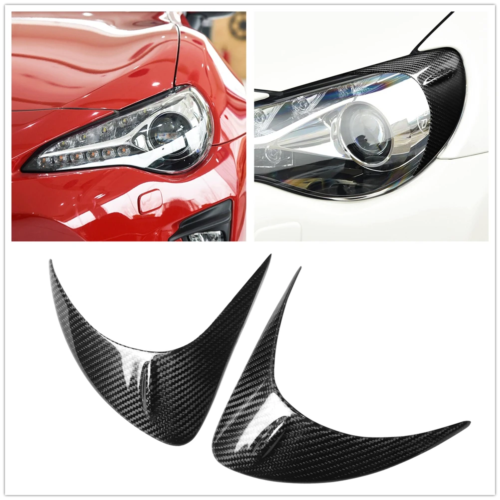 

2PCS Carbon Fiber Front Headlight Eyelid Cover Sticker Eyebrow For Toyota 86 GT86 & Scion FR-S & Subaru BR-Z 2012-2019
