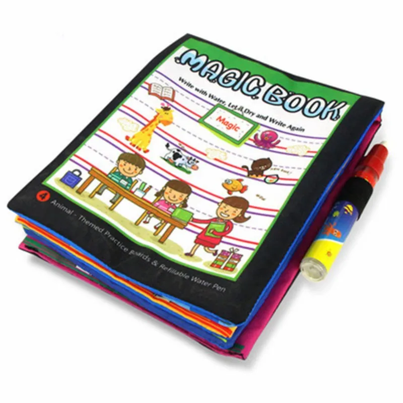 Baby Soft Cloth Magic Water Drawing Book & Pen Doodle Mat Animal Coloring Book Early Educational Painting Board Toys For Kids