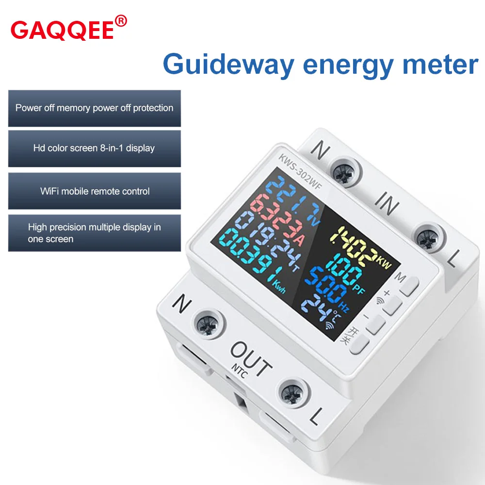 170-270V-63A-Power-Meter-8in1-Color-Screen-Multi-function-AC-Energy ...