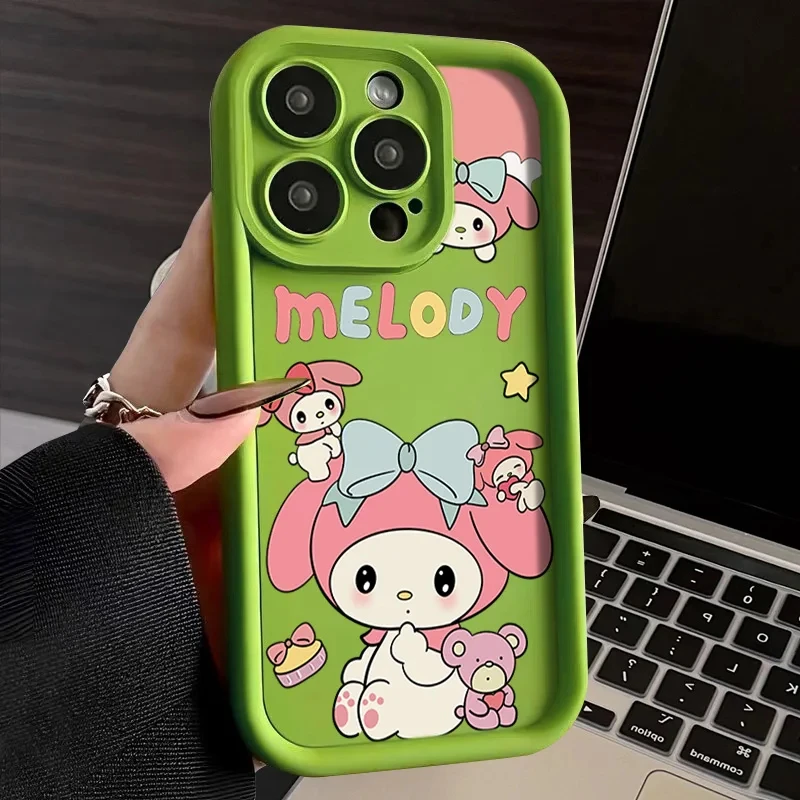 thumbnail image 1 of Sanrio Melody Silicone Phone Case For iPhone 14 15 11 12 13 Pro Max XR XS 7 8 Plus SE2 Cartoon Hello Kitty Lady Girl Y2K Cover, 1 of 5