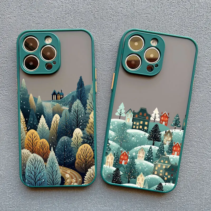 Schneefälle Waldland schaft Handy hülle für iPhone 16 15 14 13 12 11 pro max mini x xr xs 15 7 8 plus stoß feste Schutzhülle – Detail 16