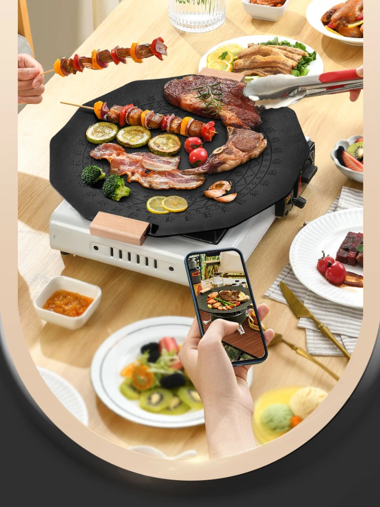 Grill Pan For Induction Cooktop Griddle Pan Korean Barbecue Plate Camping  Frying Pan Outdoor Camping Medical Stone Non-stick - AliExpress