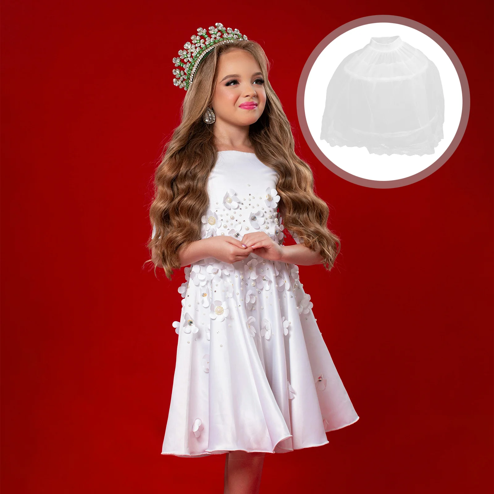 Slip Dress Children's Panniers Crinoline Showing Wedding Petticoat Skirt White Short Fishbone Baby Girl