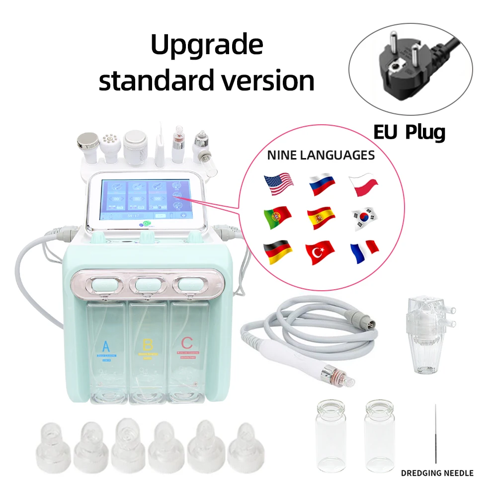 H2-O2 6 in 1 Hydro Dermabrasie Huid Lifting Spa Facial Zuurstof Aquapeel Machine Bio-lifting Spa Ultrasone Scrubber Apparatuur