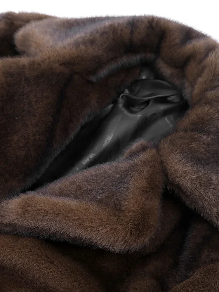 Women's Warm  Faux Fur Long Overcoat Single Breasted Fleece Long Trench Coat Winter Lady Fluffy Plush New Thicken Outerwear 6