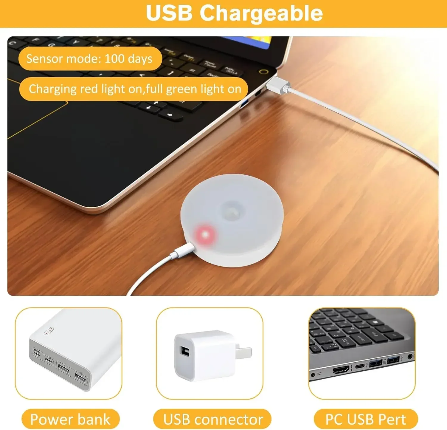 Xiaomi Night Light LED With PIR Motion Sensor Rechargeable USB Kitchen Cabinet Night Lamp For Bedroom Room Decoration 5
