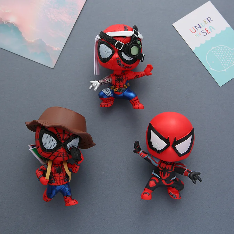 

3Pc Marvel Anime Cartoon Cute Spider Man Figurines Fridge Strong Magnet Refrigerator Sticker Home Decor Kitchen Accessories