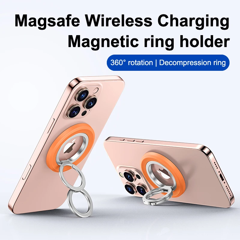 Magsafe Double-Sided Magnetic 360° Rotation Phone Holder with Ring Buckle and Decompression Damping