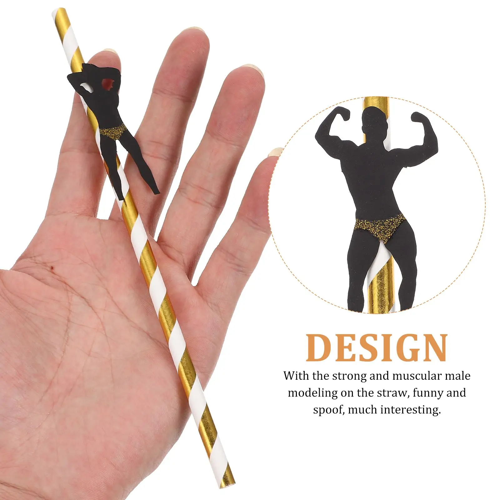36 Pcs Decors Men Paper Straws Fitness Pose Dance Bars Party Decorations Skin Funny Friendly Safe