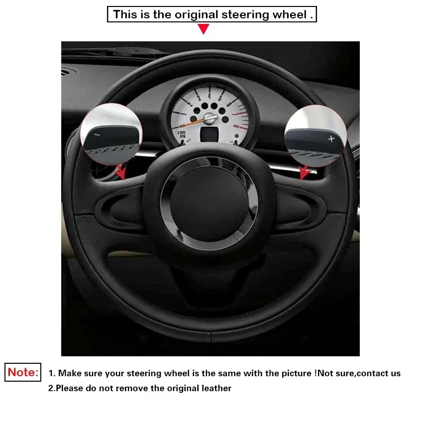 미니 쿠퍼 쿠페 컨트리맨 로드스터 Clubman Clubvan R56 2006-2017 (2 스포크) 용 블랙 인조 가죽 자동차 핸들 커버