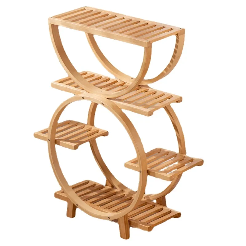 Simple Shelves For Plants Natural Bamboo Flower Holders Creative Multi-layer Flower Stands Drain Water Breathable Plant Holder