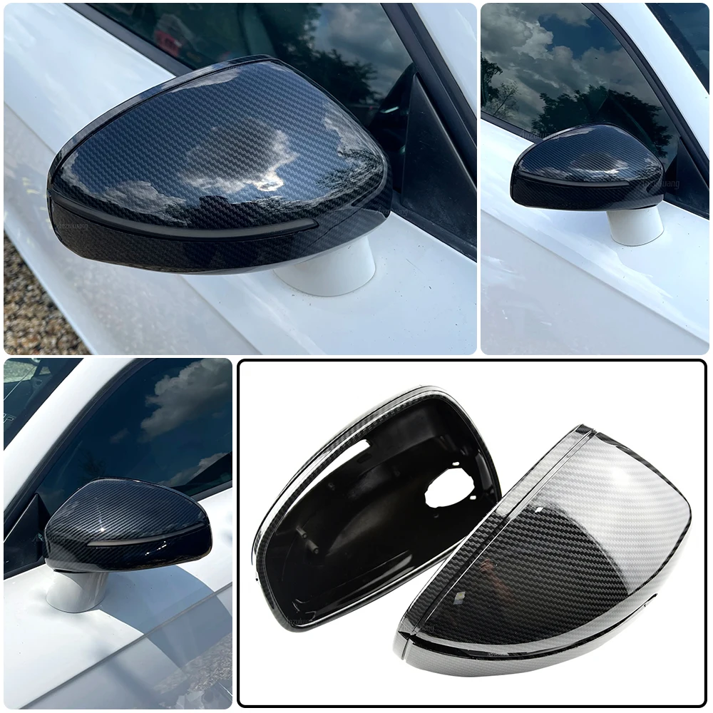 For Audi TT TTS 8J MK2 2007-2014 2pcs Real Carbon Fiber Replacement Car Side Rear View Mirror Cap Shell Cover Accessories