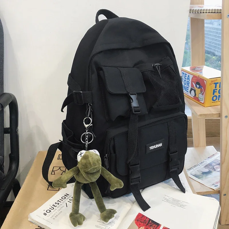 2025 Unisex School Backpack Black Nylon Anti Theft Large Students