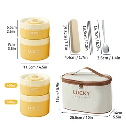 WORTHBUY Insulated Stainless Steel Bento Lunch Box Set (Yellow 2000ml)
