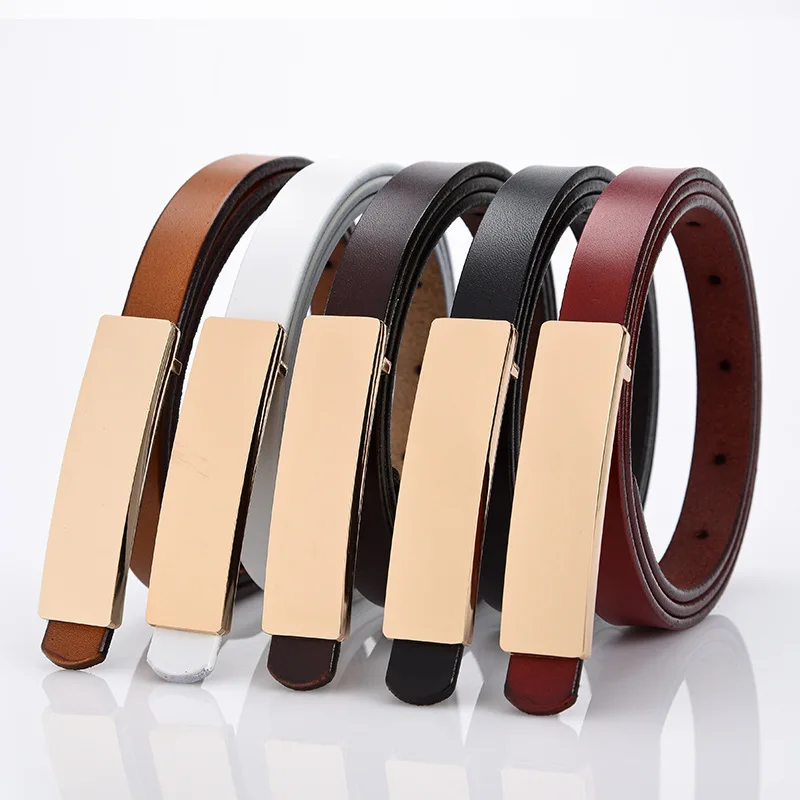 

Designer Belt For Women Thin genuine Leather Belt For dress WOMEN Tan black Plain color BL339