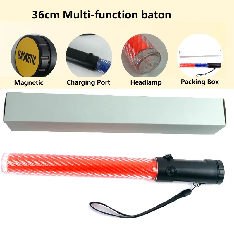 360mm Rechargeable Built-in Battery Waterproof LED PVC Road Traffic Rod Flash Light With Charger