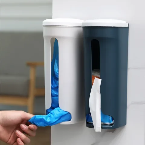 

Innovative Plastic Bag Collector Wall Mounted Free Punch Garbage Bag Storage Box Convenient Removable Kitchen Accessories