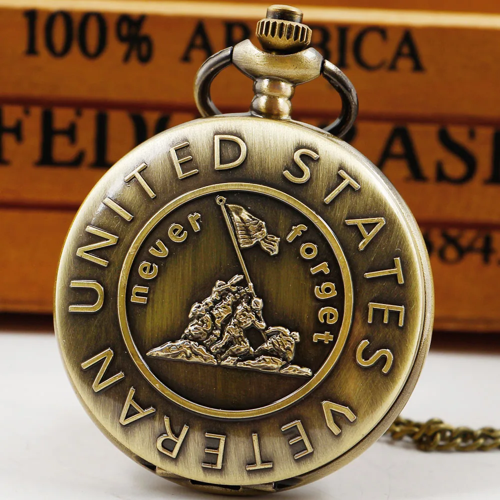 

Military Vintage Quartz Pocket Watches Personalised Steampunk Antique Bronze Pendant With Chain Clock Male Best Gift reloj