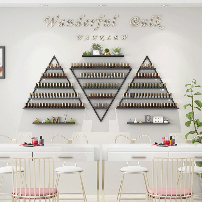 Iron Art Manicure Shelf Manicure Rack Display Rack Net Nail Polish Oil Shelf Hanging Wall Nail Polish Rack Wall Display Triangle 4