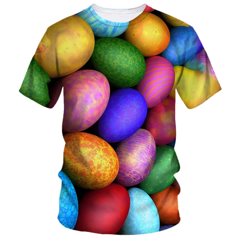 

Летняя забавная новая футболка с 3D принтом яйца для мужчин и детей, модная уличная одежда, футболки с короткими рукавами в стиле Харадзюку Y2k, милая одежда