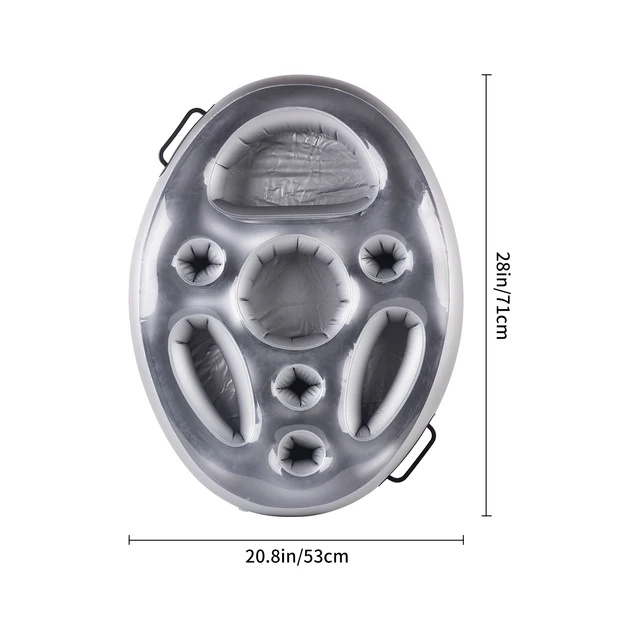 Portabevande gonfiabile 1PC addensato, portabicchieri galleggiante Vassoio per ghiaccio portatile con portabicchieri per feste in piscina estive 5
