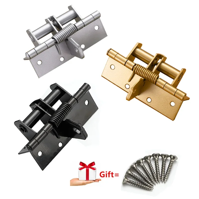 1PCS 4 Inches Invisible Door Spring Hinge Automatic Closing Wooden Multi-function Closer 90 Degree Positioning with 8 Screws