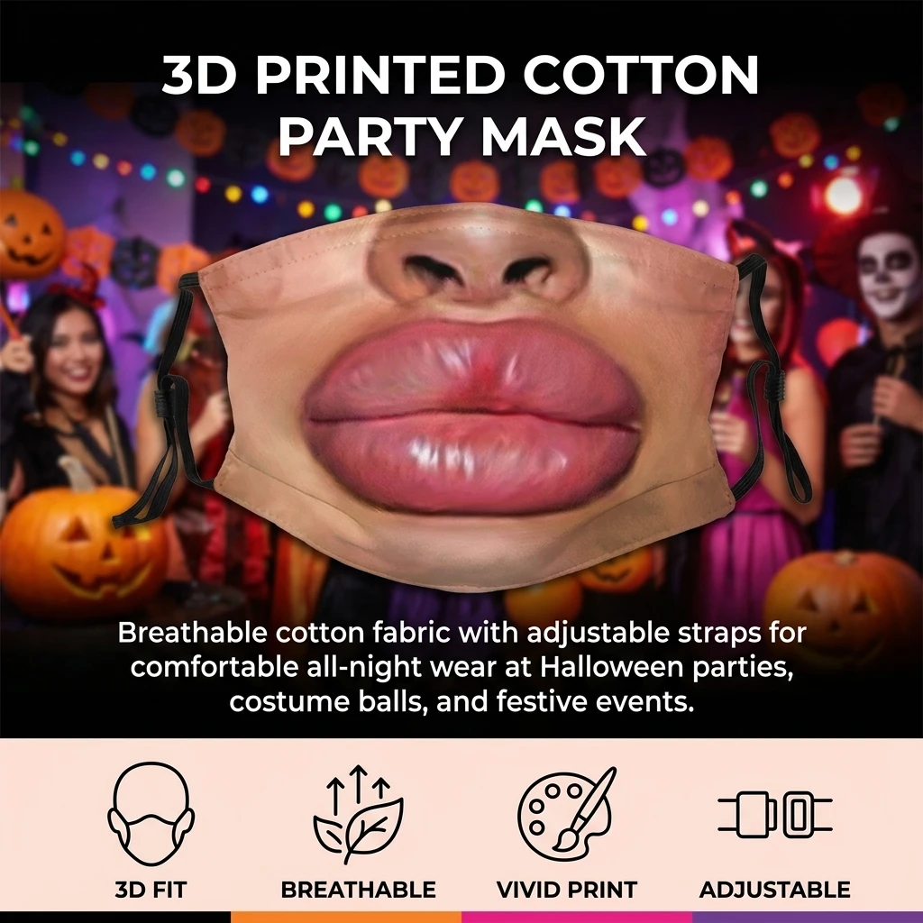High-Definition Printed Cotton Face Mask with Adjustable Straps for Fun and Breathability